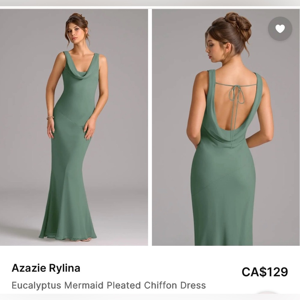 Azazie Eucalyptus Mermaid Pleated Chiffon Dress - Green